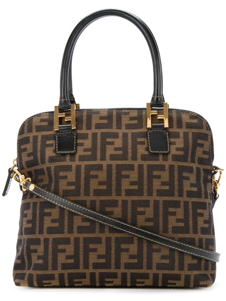 Fendi Vintage Zucca Monogram Shoulder Bag - Brown