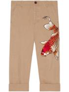 Gucci Cotton Pant With Fish Appliqué - Nude & Neutrals