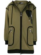 Love Moschino Piped Oversized Hooded Jacket - Green