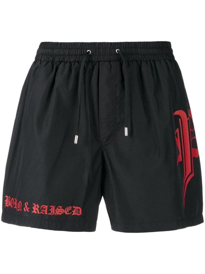 Philipp Plein Gothic Logo Swim Shorts - Black