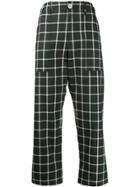 Jejia Checked Cropped Trousers - Green