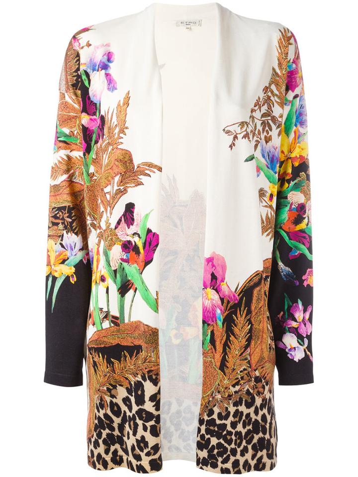 Etro Bird Print Cardigan, Women's, Size: 44, Silk/spandex/elastane