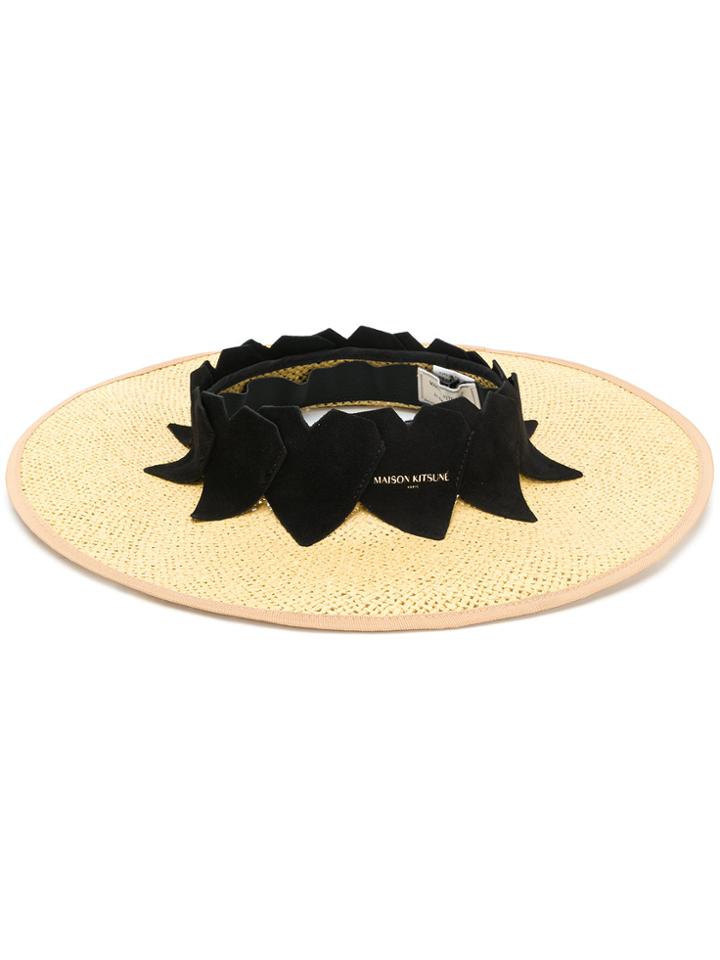 Maison Kitsuné Embellished Wide-brim Hat - Nude & Neutrals
