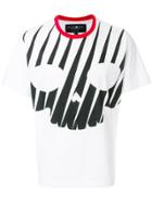 Hydrogen Stripe Skull Print T-shirt - White