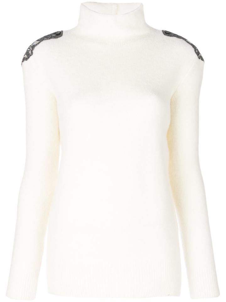 Ermanno Scervino Embroidered Turtle-neck Sweater - Nude & Neutrals