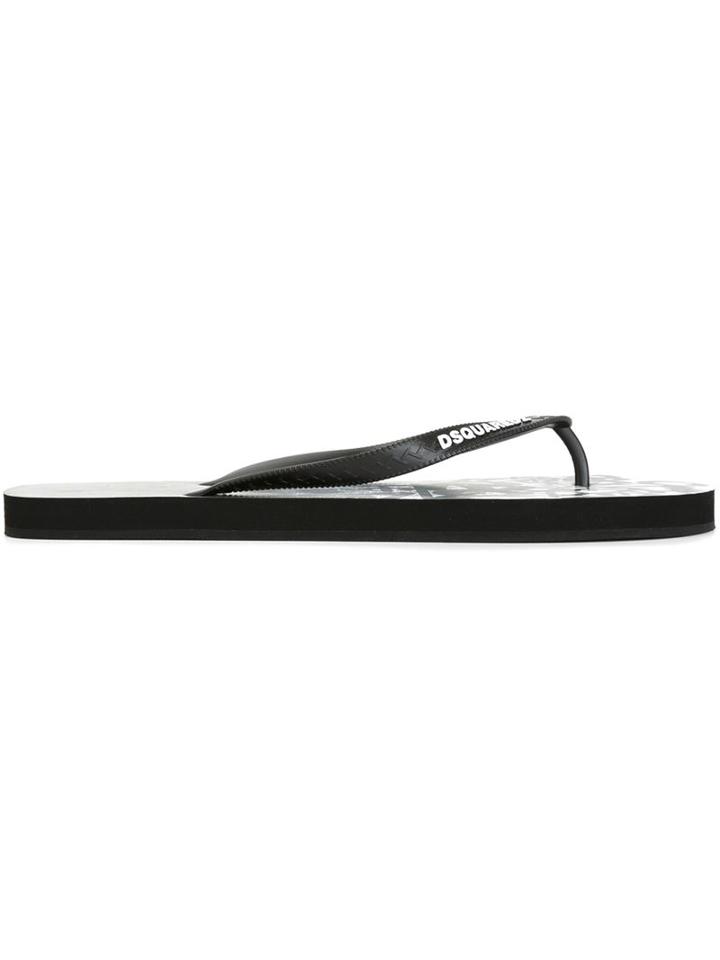 Dsquared2 Logo Flip Flops, Men's, Size: 44, Black, Rubber