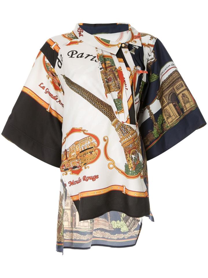 Maison Mihara Yasuhiro Paris Scarf Print Shirt - White