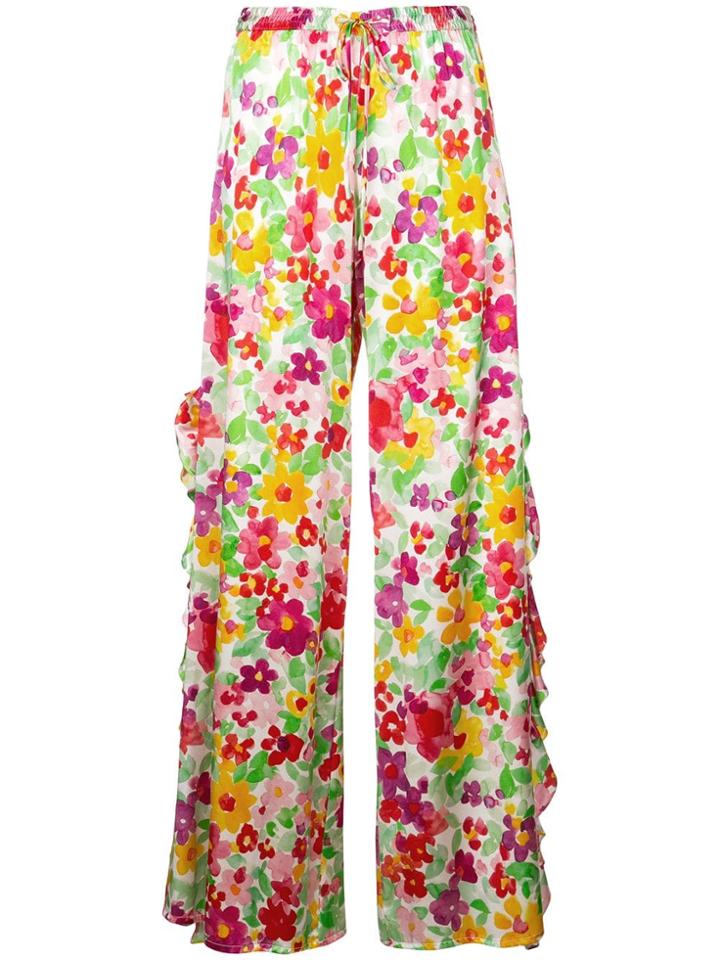 Caroline Constas Floral Flare Trousers - Multicolour