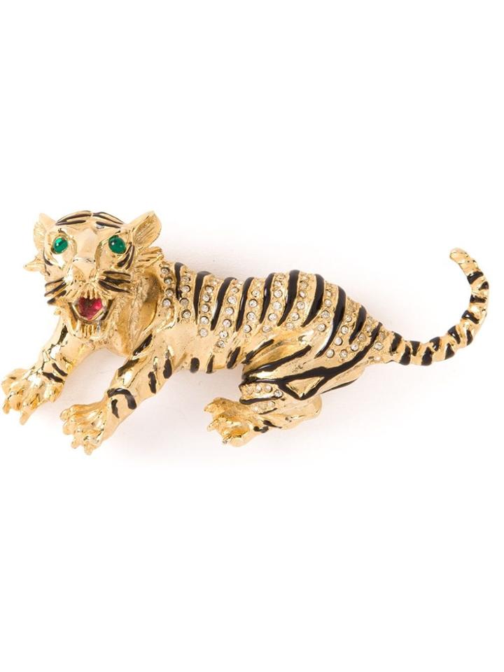 Katheleys Vintage Wide Panther Brooch - Metallic