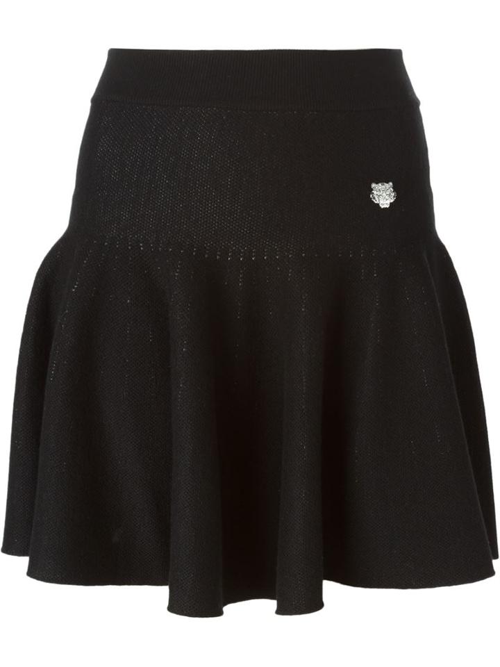 Kenzo Pleated Mini Skirt, Women's, Size: Xs, Black, Cotton/wool