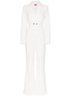 Staud Stereo Deep V-neck Flared Jumpsuit - White