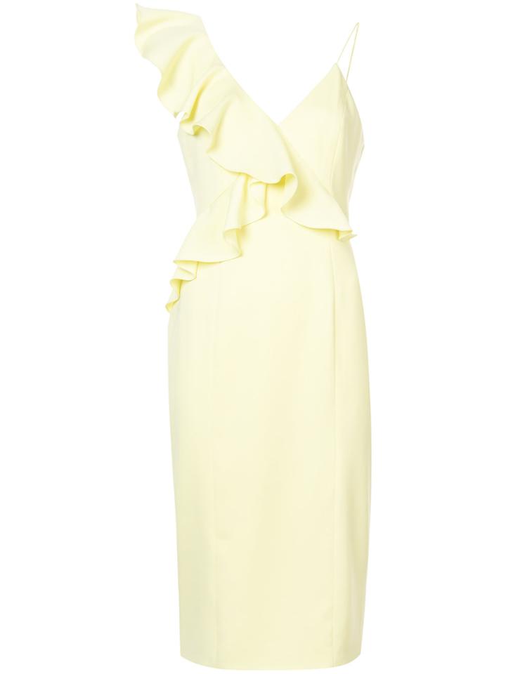 Jay Godfrey Ruffle Front Fitted Dress - Yellow & Orange