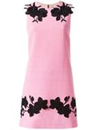 Dolce & Gabbana Rose Embroidered Shift Dress, Women's, Size: 40, Pink/purple, Wool/silk/spandex/elastane/polyester