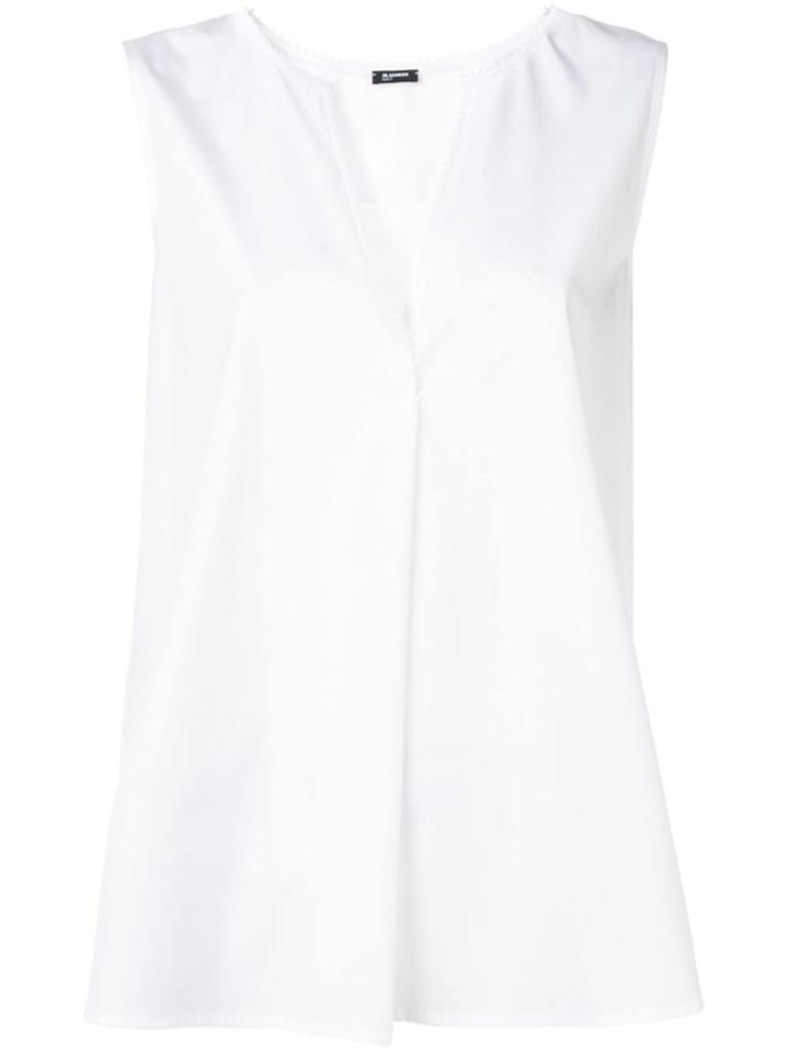 Jil Sander Navy Sleeveless Blouse - White