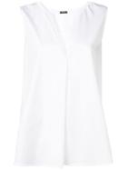 Jil Sander Navy Sleeveless Blouse - White