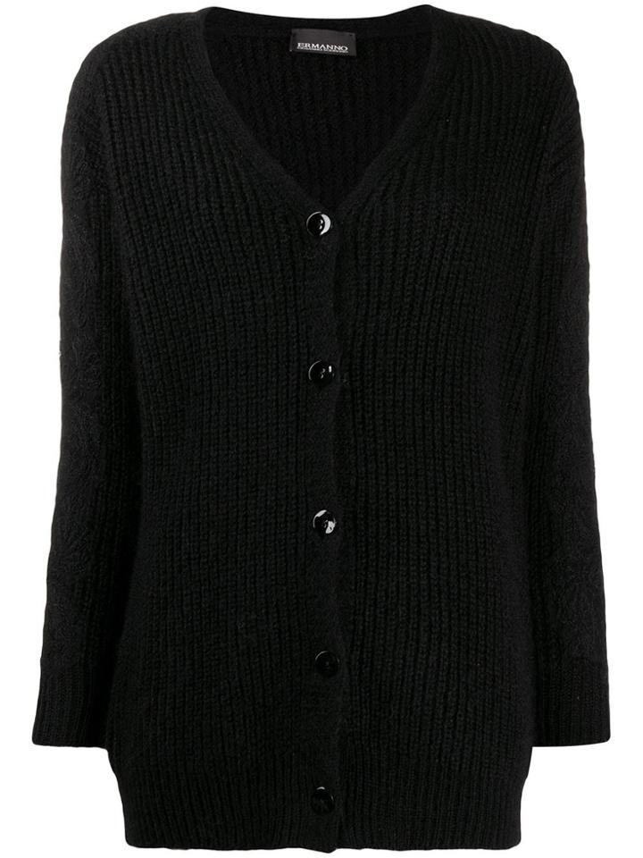 Ermanno Ermanno Lace Applique Cardigan - Black