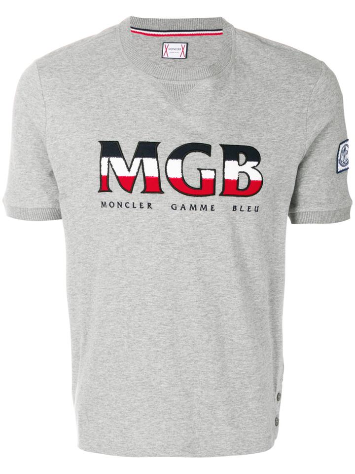 Moncler Gamme Bleu Logo Print Sweatshirt T-shirt - Grey