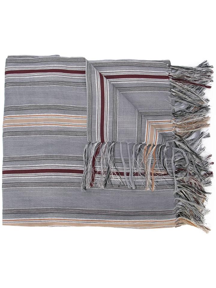 Brunello Cucinelli Striped Scarf - Grey