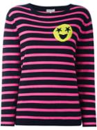 Chinti And Parker Breton Stripe Emoji Star Sweater, Women's, Size: Xs, Blue, Cashmere