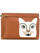 Loewe - Cat Clutch Bag - Women - Cotton/linen/flax/calf Leather - One Size, Women's, Brown, Cotton/linen/flax/calf Leather