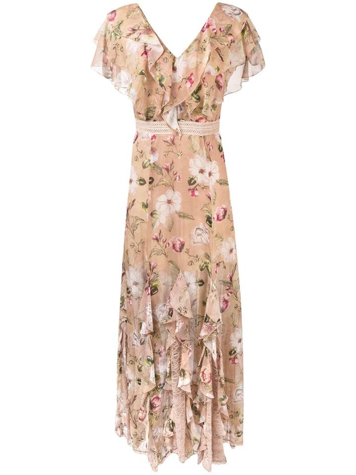 Alice+olivia Floral Print Gown - Neutrals