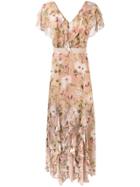 Alice+olivia Floral Print Gown - Neutrals