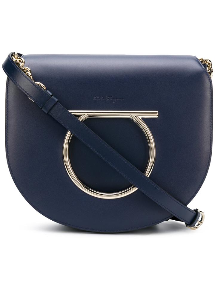 Salvatore Ferragamo Medium Vela Shoulder Bag - Blue
