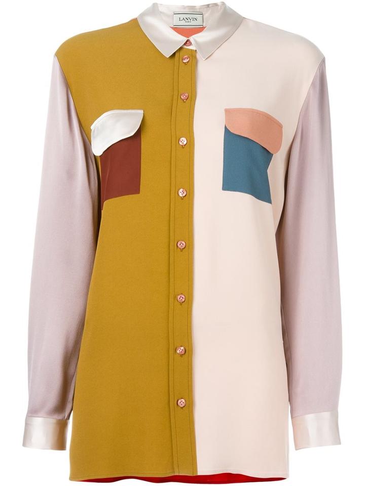 Lanvin Colour Block Shirt, Women's, Size: 44, Yellow, Acetate/viscose/silk