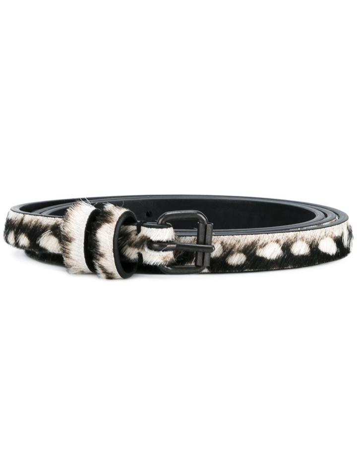 Haider Ackermann Animal Print Belt, Men's, Size: Xs, Black, Leather/pony Fur