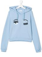 Chiara Ferragni Kids Teen Wink Embroidered Hoodie - Blue