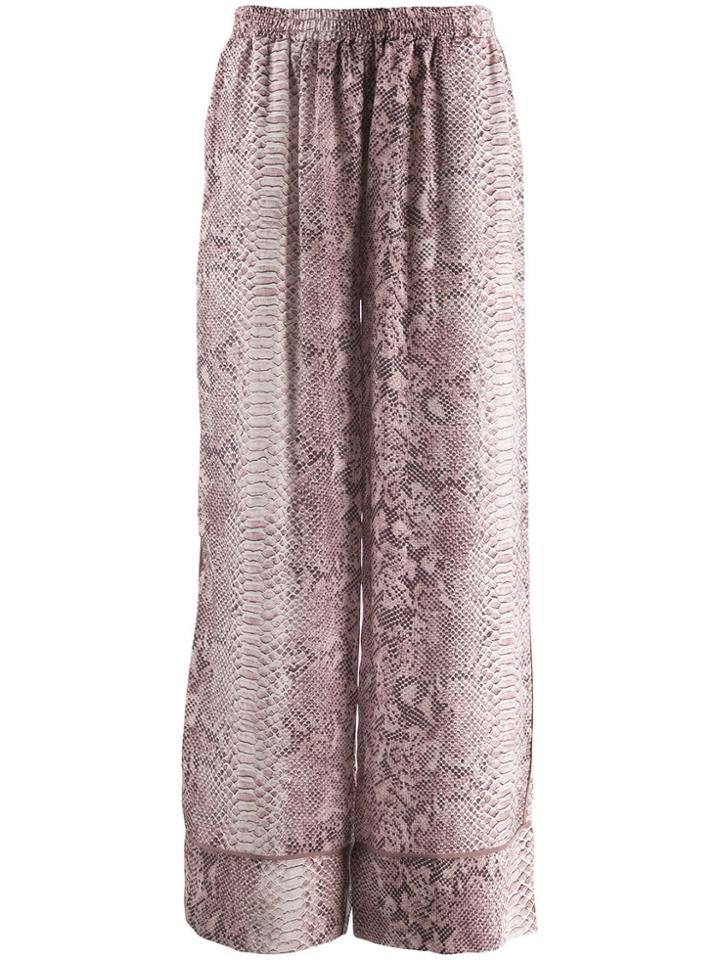 Gold Hawk Snakeskin Print Flared Trousers - Pink
