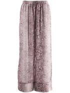 Gold Hawk Snakeskin Print Flared Trousers - Pink