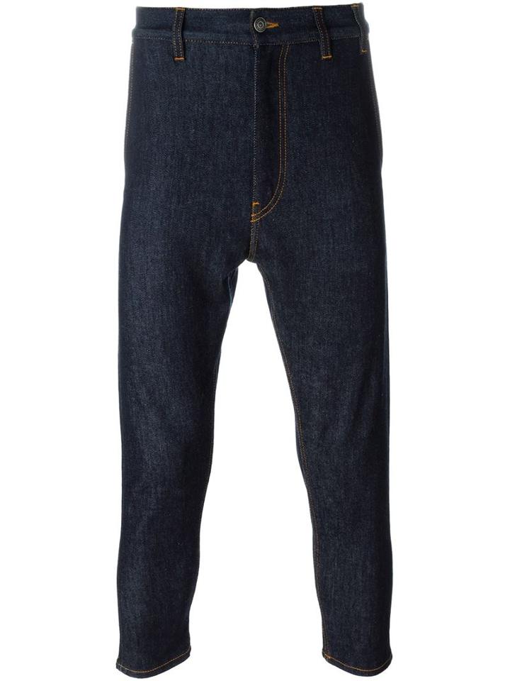 Jil Sander Cropped Jeans, Men's, Size: 34, Blue, Cotton/spandex/elastane