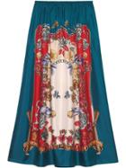 Gucci Silk Skirt With Boudoir Print - Blue