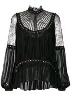 Elie Saab Heart Studded Lace Blouse - Black