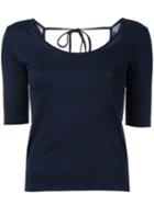 Estnation - Scoop Neck Top - Women - Cotton - 38, Blue, Cotton