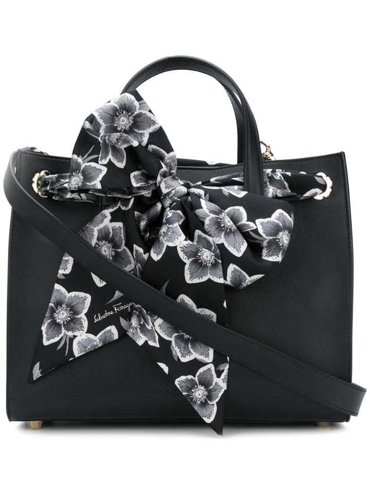 Salvatore Ferragamo Printed Bow Tote - Black
