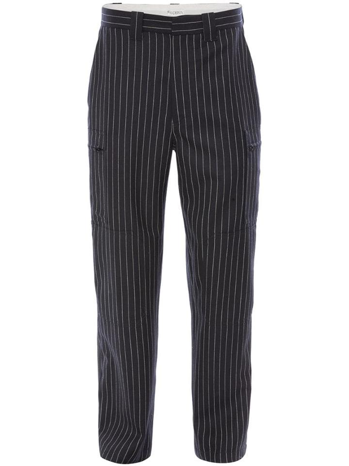 Jw Anderson Pinstripe Multipocket Trousers - Blue