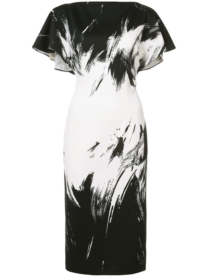 Christian Siriano Flared Sleeve Midi Dress - Black