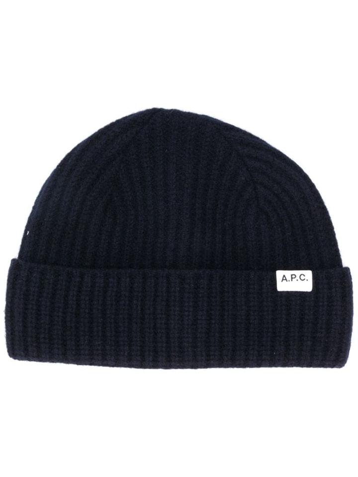 A.p.c. Ribbed Knit Beanie - Blue