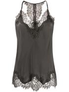 Gold Hawk Scalloped Lace Silk Vest - Grey