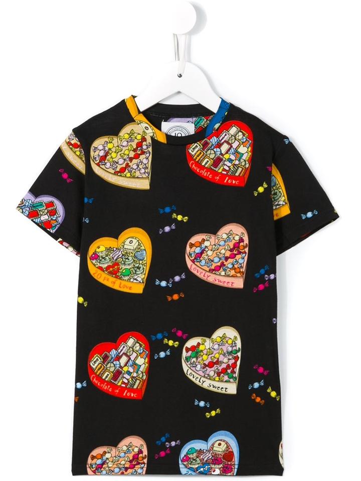 10x10 An Italian Theory Kids Heart Box Print T-shirt, Girl's, Size: 8 Yrs, Black