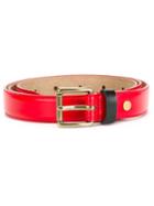 Ami Alexandre Mattiussi Buckle Belt, Men's, Size: 110, Red, Leather/nubuck Leather