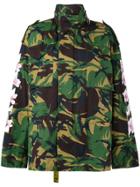 Off-white Camouflage Floral Print Parka Jacket - Green