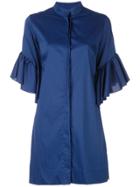 D.exterior Ruffled Sleeve Dress - Blue