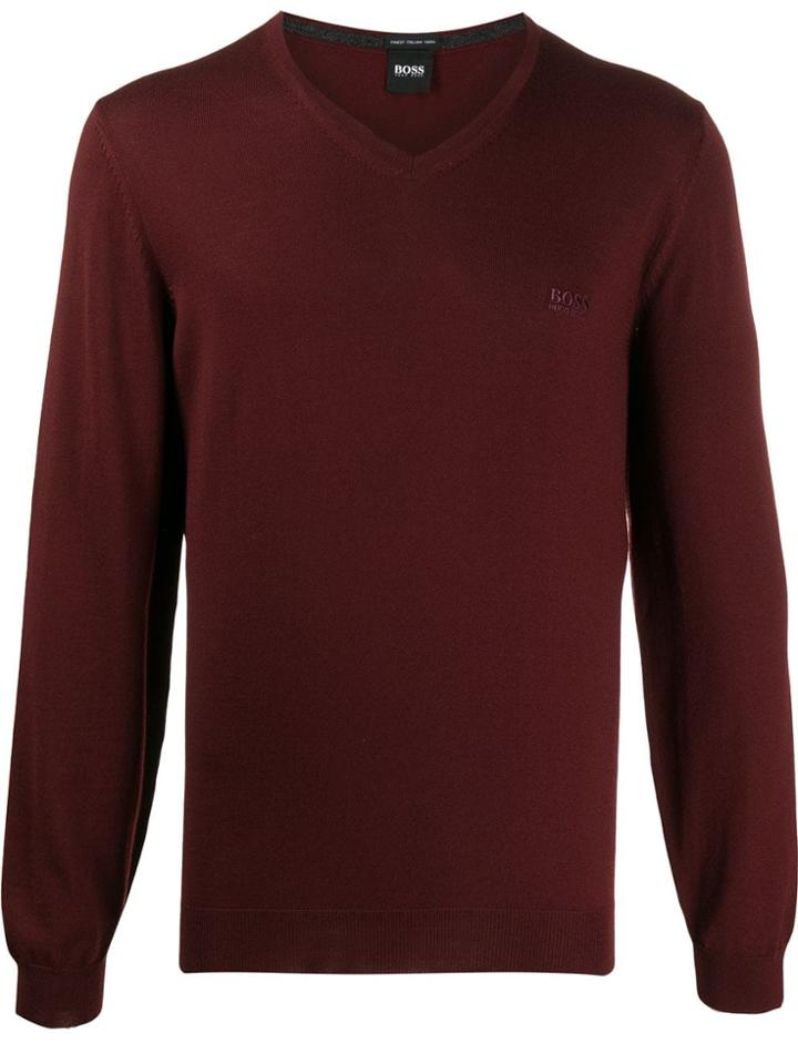 Boss Hugo Boss V-neck Jumper - Red