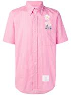 Thom Browne Embroidered Daisy Pinstripe Shirt - Pink