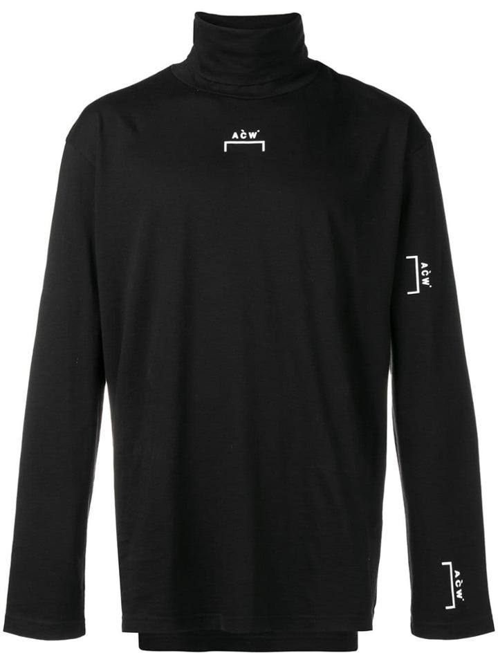 A-cold-wall* Logo Printed Turtleneck Top - Black