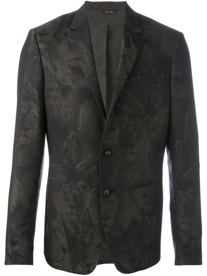 Roberto Cavalli 'leo Camouflage' Blazer, Men's, Size: 52, Green, Cotton/cupro/virgin Wool