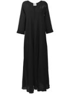 Forte Forte - V-neck Flared Dress - Women - Cotton/linen/flax/cupro - Ii, Women's, Black, Cotton/linen/flax/cupro